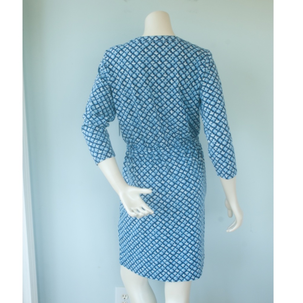 NWT Lands' End Blue Floral Tie Waist Casual Stretch Dress - Picture 8 of 9